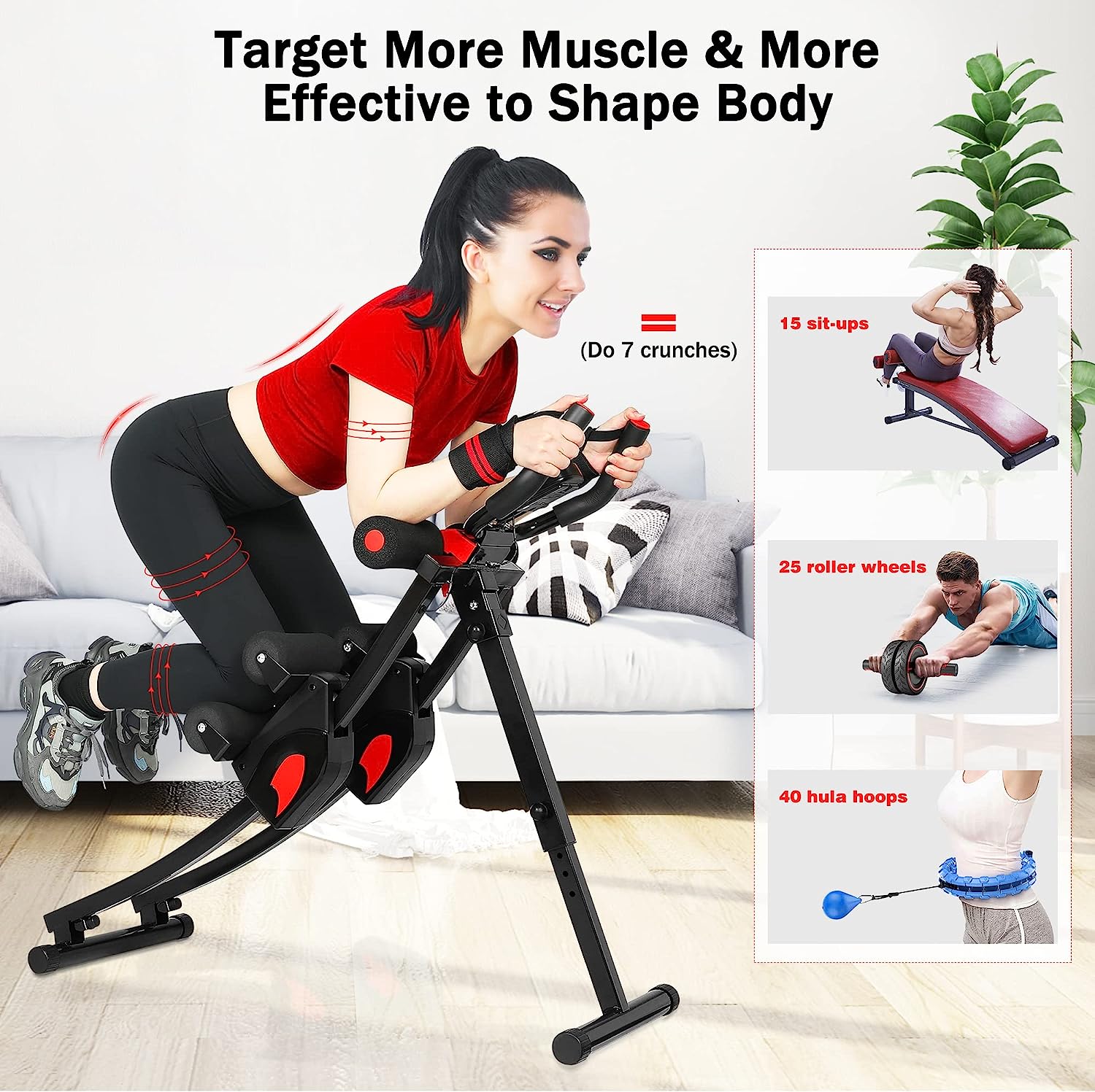 GIKPAL Ab Workout Equipment - Ab Machine for Stomach Workout in Home Gym, Foldable Core  Abdominal Exercise Fitness Equipment Ab Crunch Waist Trainer, 440lbs Weight Capacity