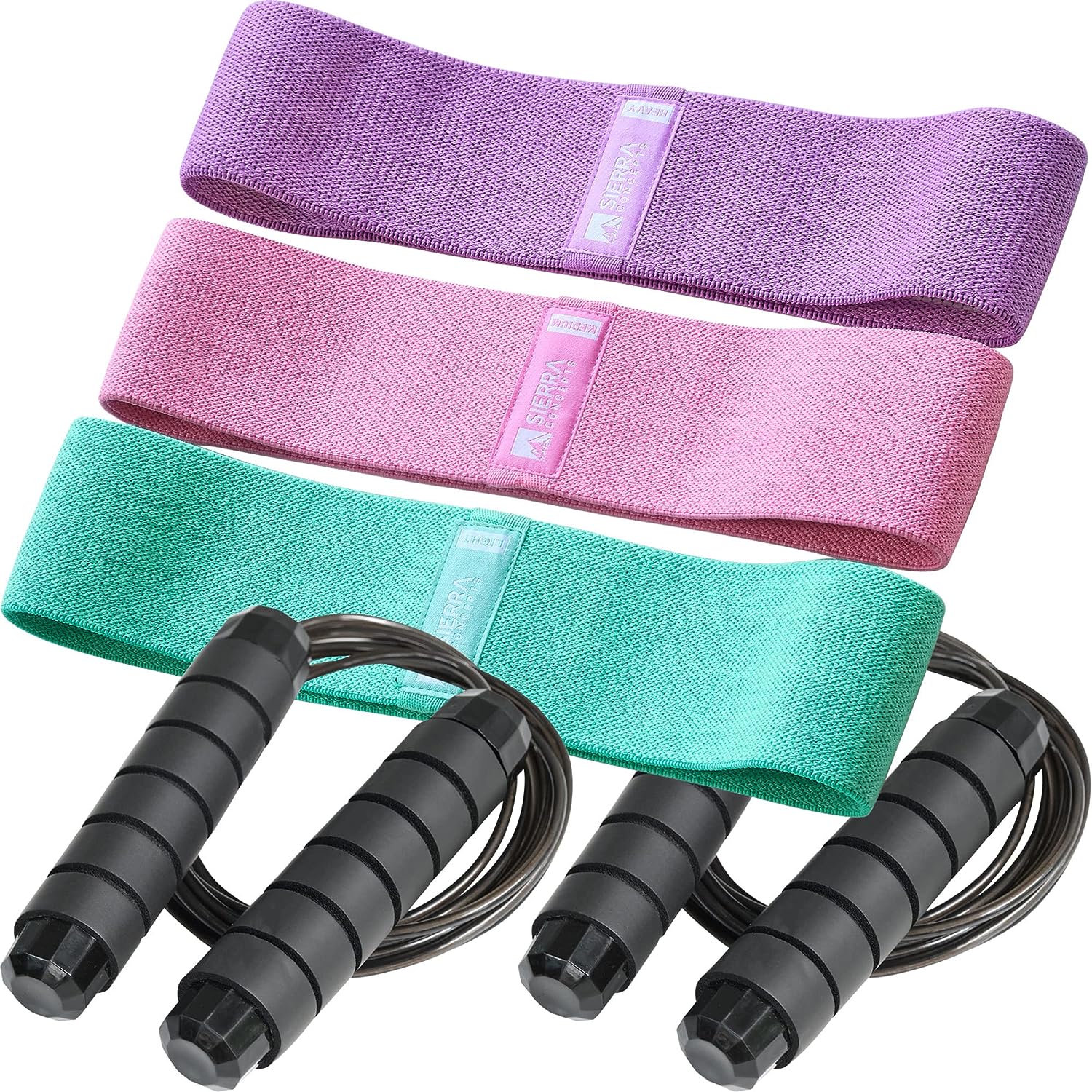 Sierra Concepts Resistance Booty Bands and Jump Rope Skipping Workout Set for Women