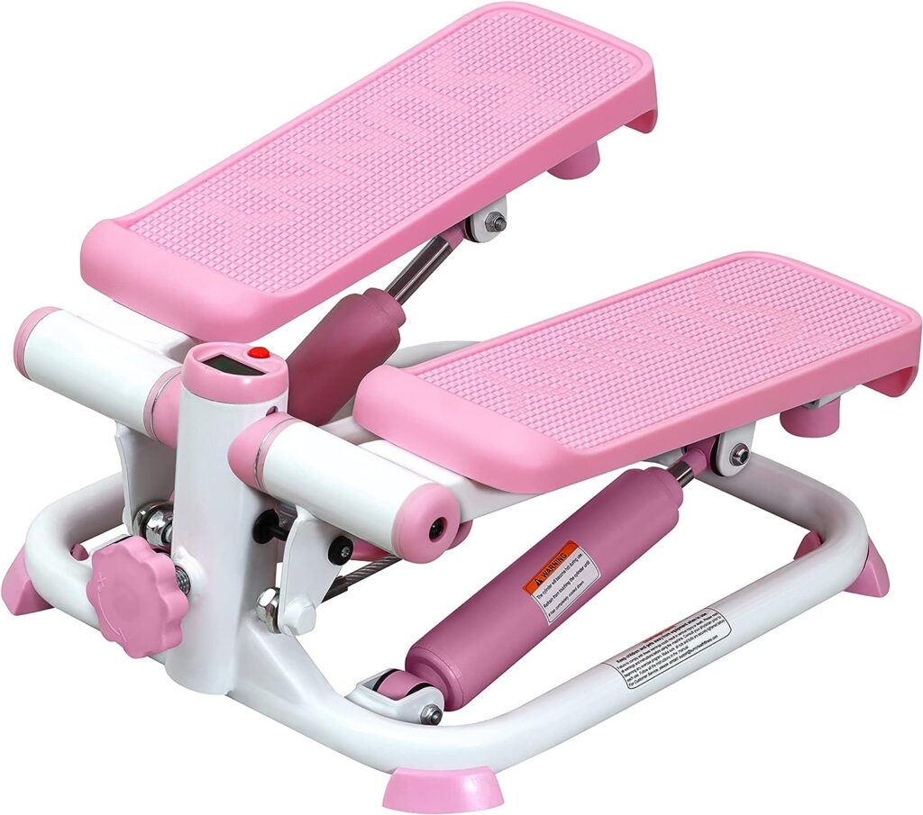 Sunny Health  Fitness Exercise Stepping Machine, Portable Mini Stair Stepper for Home, Desk or Office Workouts in Pink