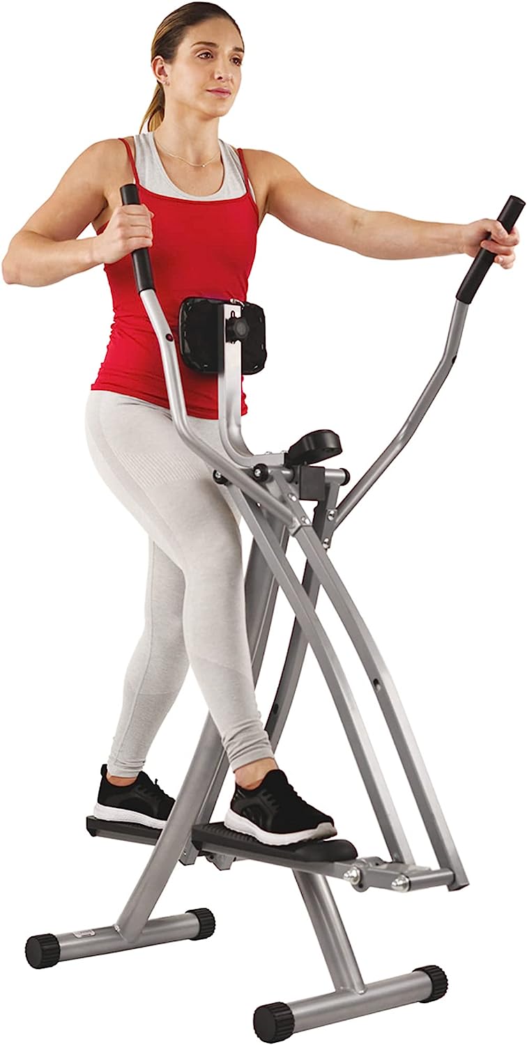 Sunny Health  Fitness SF-E902 Air Walk Trainer Elliptical Machine Glider w/LCD Monitor, 220 LB Max Weight and 30 Inch Stride