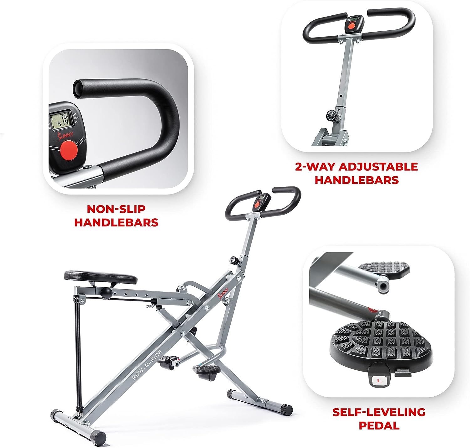 Sunny Health  Fitness Squat Assist Row-N-Ride® Trainer for Glutes Workout