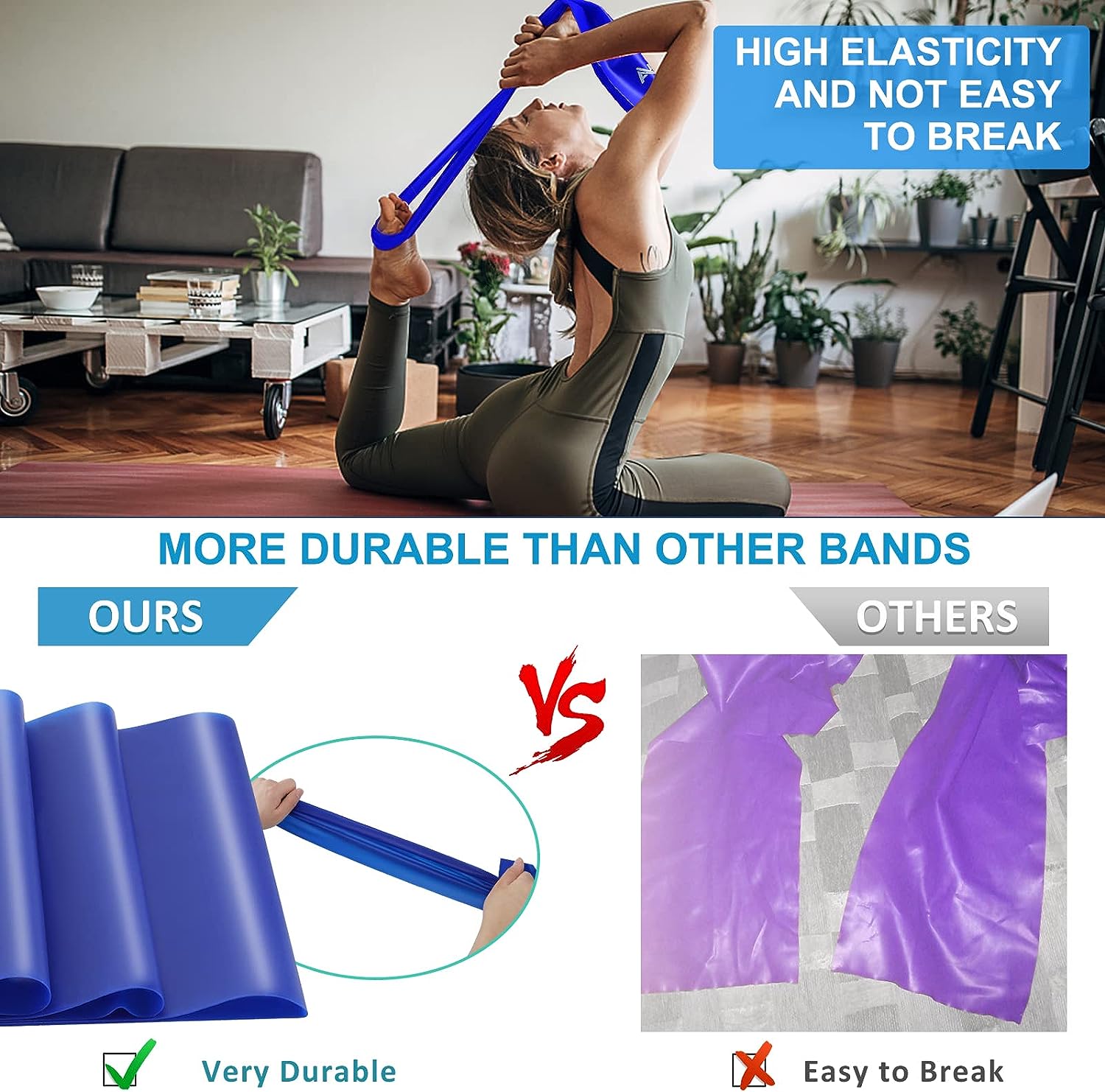 londys Resistance Bands for Working Out, Exercise Bands, Physical Therapy Equipment, 59 Inch Non-Latex Stretching Yoga Strap for Upper  Lower Body, Workouts  Rehab at Home-5 Progressive Resistance