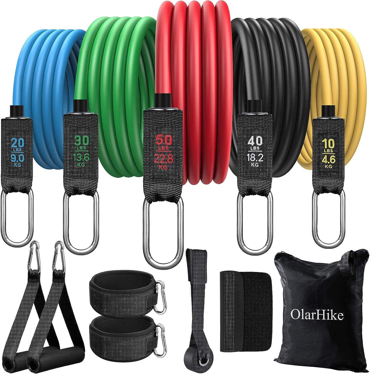 OlarHike Resistance Bands Set, Exercise Bands for Men and Women, Outdoor  Indoor Workout Bands with Handles, 11 pcs Fitness Equipment Set for Home Gym up to 150lbs (Multiple-colours)